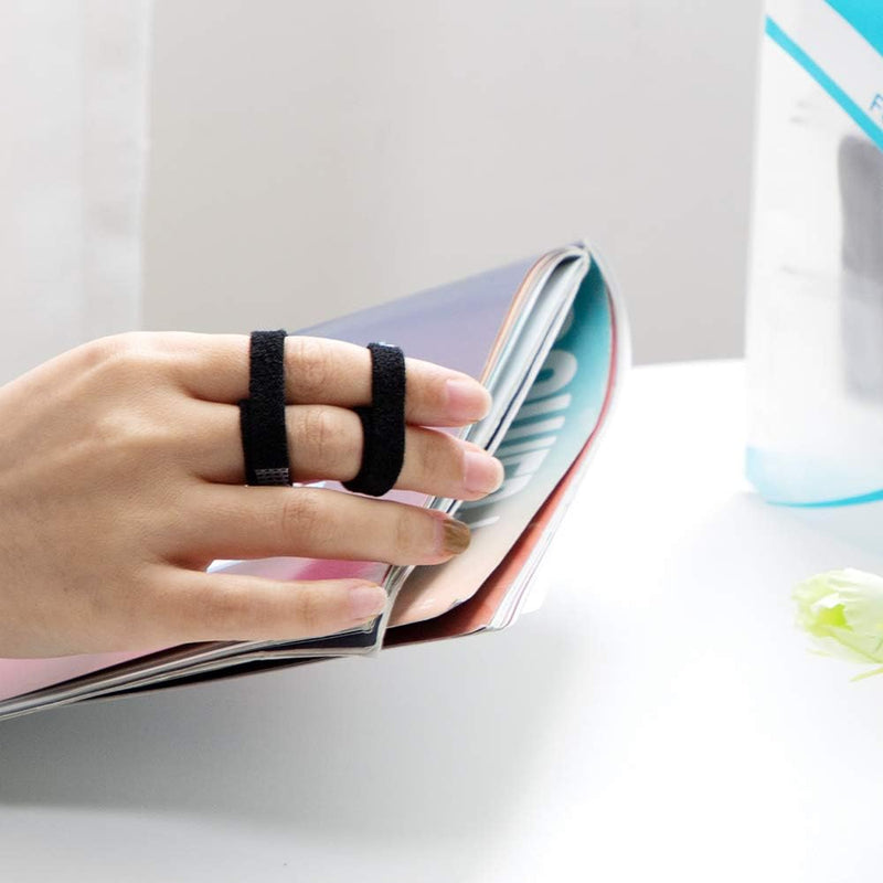 Sumifun Buddy Finger Wraps, Pack of 6 Finger Tapes for Broken, Sprained, Fractured Finger, Finger Straps for Jammed, Swollen, Dislocated Joint (Black) Black 6 Count (Pack of 1)