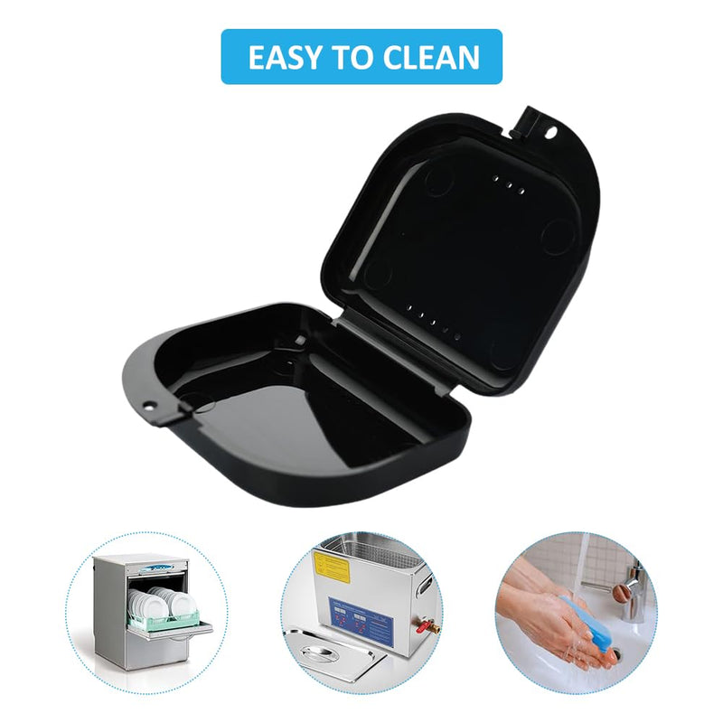 [Australia] - Braces box denture box, 2 pieces dentures holder black, braces box, tooth splint box, denture box, dentures container travel, dento box splint box, also for bite splint and grinding splint light blue and black 