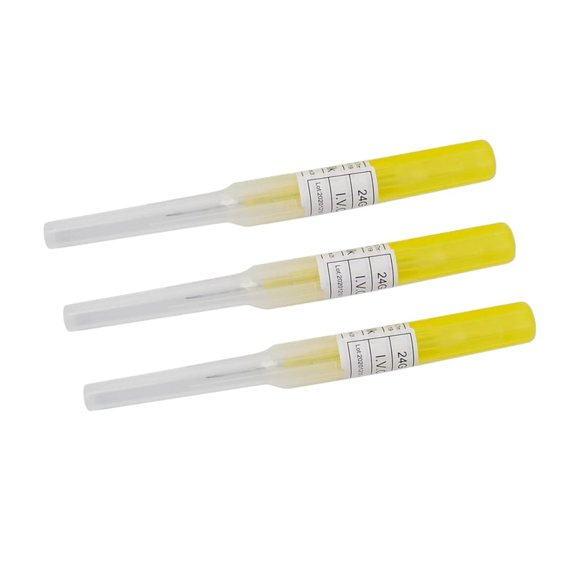 [Australia] - Caphstion 50pcs 24G Disposable Catheter Piercing Needles Stainless Steel Body Piercing Needles for Lip Eyebrow Navel Earrings, Yellow 