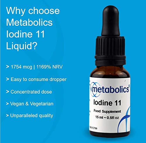 Metabolics Iodine Liquid | Extra Strong (1525mcg Per Serving) | Pure IOSOL Iodine in a Convenient 15ml Bottle (375 Servings) | Ammonium Iodide