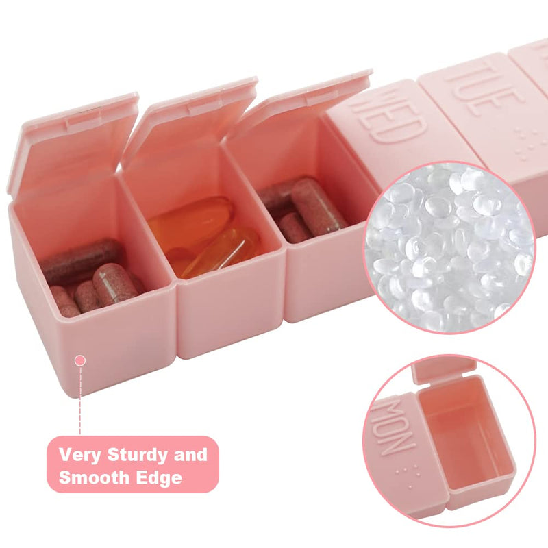 4Pack Weekly Pill Organizer,Small 7 Days Pill Cases Travel Daily Pill Box for Fish Oil, Calcium Tablets Supplements and Other Vitamin Pill Pink + Beige + Grey + White