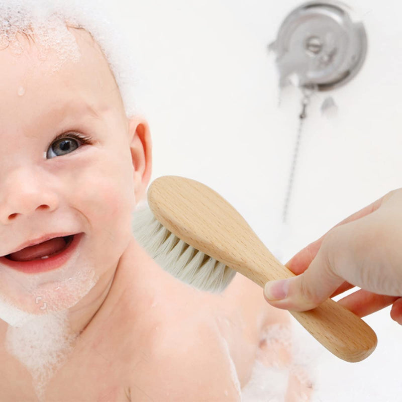 [Australia] - Baby Hair Brush, Wooden Baby Hair Brush for Newborns & Toddlers, Super Soft Goat Bristles Hair Brush, Toddler Hair Brush,Ideal for Cradle Cap (2PCS) 2pcs Brush 