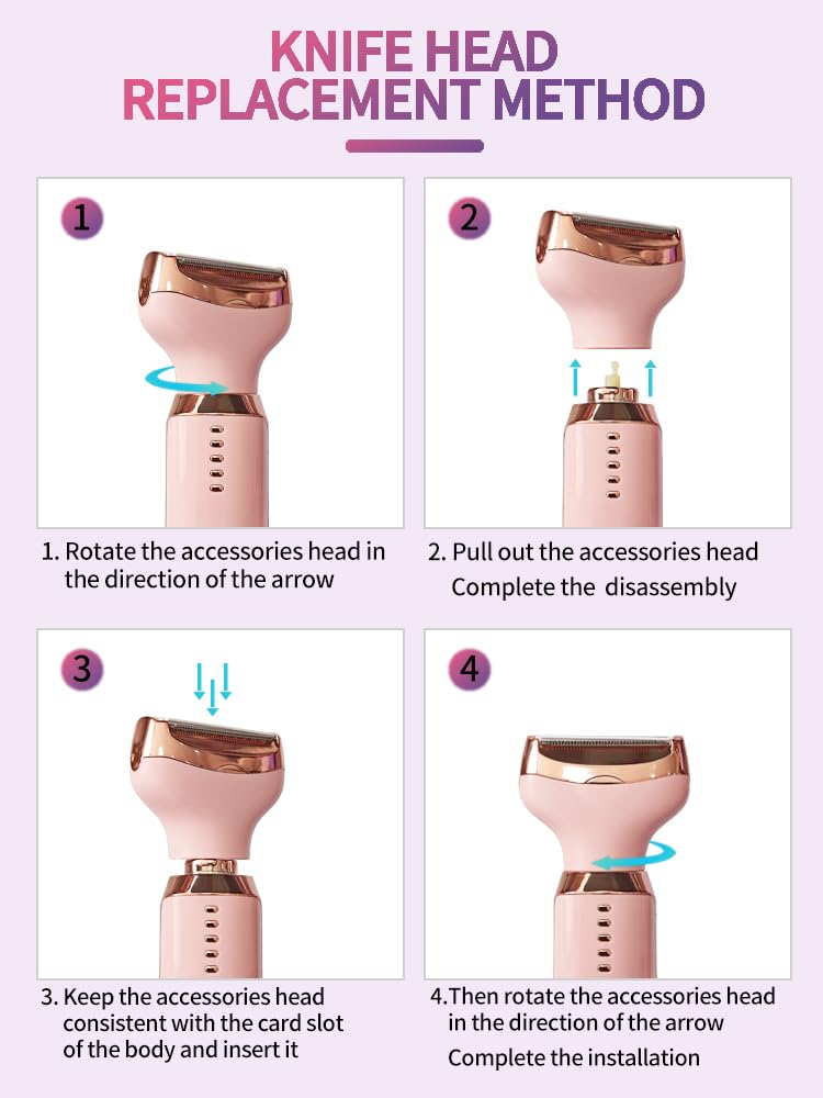 [Australia] - Electric Razors for Women, 5 in 1 Painless Ladies Wet & Dry Body Razors and Facial Hair Remover, Rechargeble Facial and Body Hair Remover for Face Nose Eyebrow Arms Armpit Legs Pubic Area (Pink) Pink 