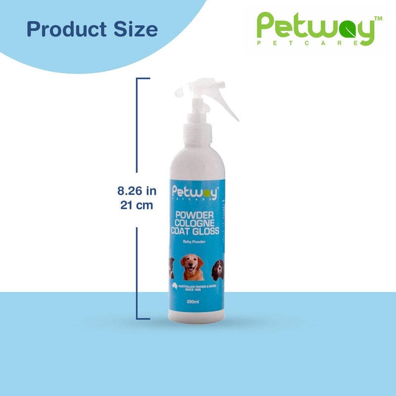 Petcare Powder Cologne Coat Gloss – Natural Cosmetic Dog cologne spray, Dog Show Gloss with a Soft Baby Powder Fragrance, Pet Odour Eliminator and Dog Grooming Spray– 250ml - PawsPlanet Australia