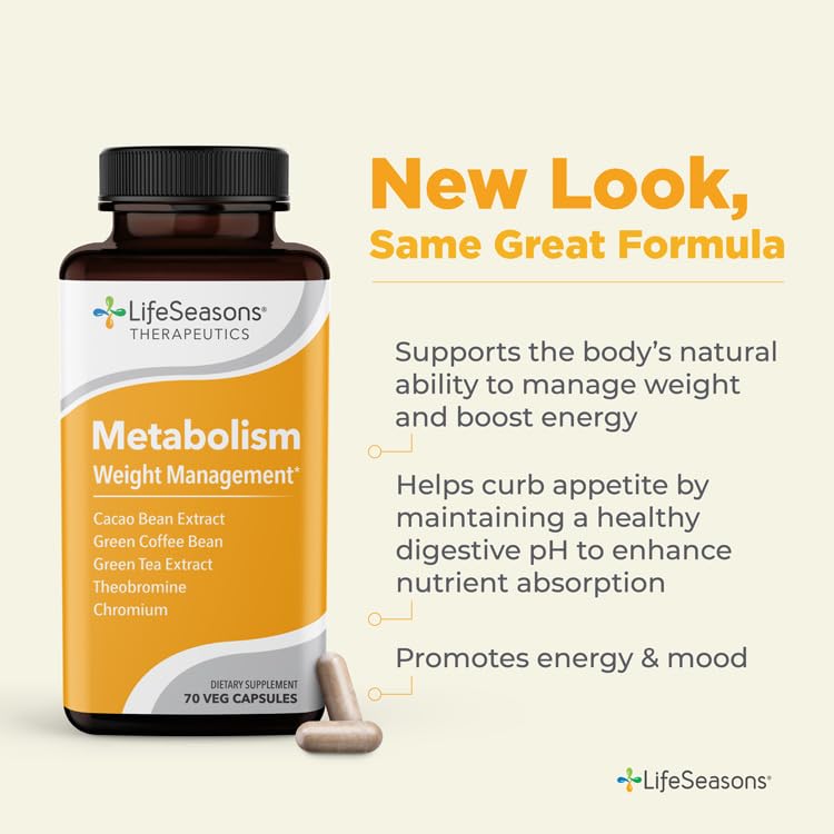 [Australia] - Metabolism - Weight Control Support & Energy Boosting Supplement - Natural Appetite Suppressant - Curbs Cravings - Green Tea, Coffee Bean, Chromium, Cacao & Theobromine - 70 Capsules 70 Count (Pack of 1) 