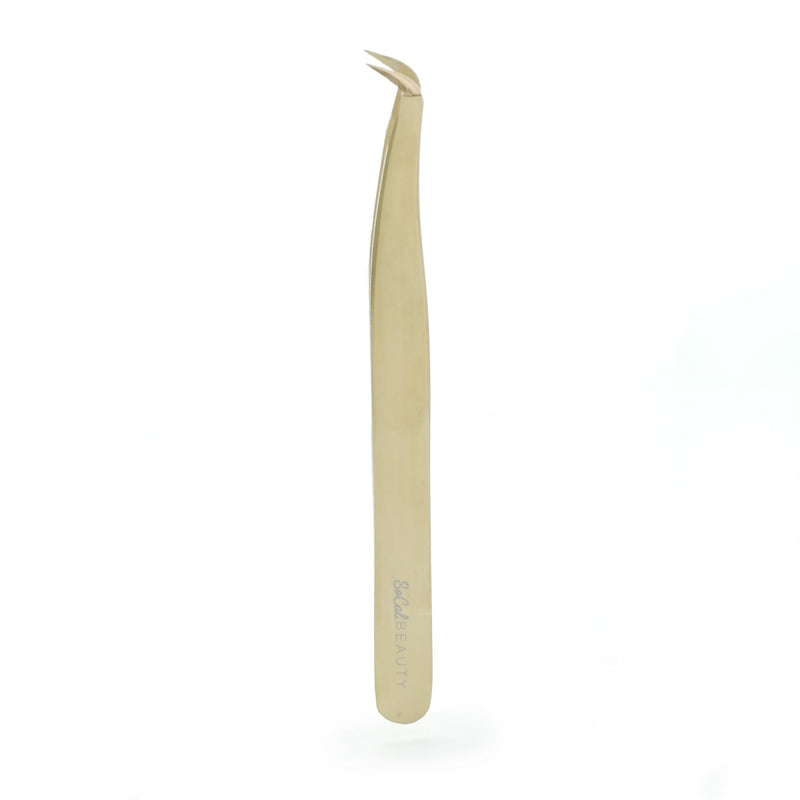 GEM Volume Boot Lash Tweezer by SoCal Beauty – Gold Precision Eyelash Tweezer for Eyelash Extensions with mm Measurement – Professional Tweezers for Eyelash Extension & Volume Fan 1