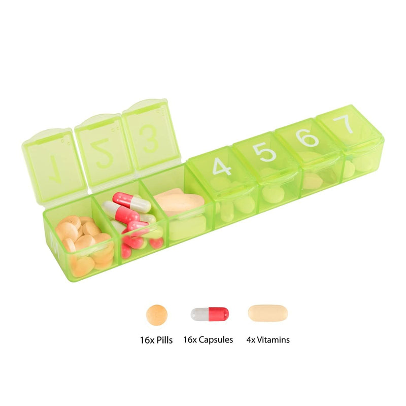e-Pill 7 Times a Day x 7 Day Weekly Pill Organizer with Magnetized Medication Chart & Dry Erase Pen – Large Rainbow Pill Box, Vitamin & Medicine Organizer with Storage Case