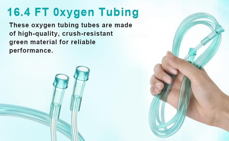 [Australia] - Oxygen Tubing, 16.4 ft, 2 Pack, Green, Crush Resistant with Connectors 