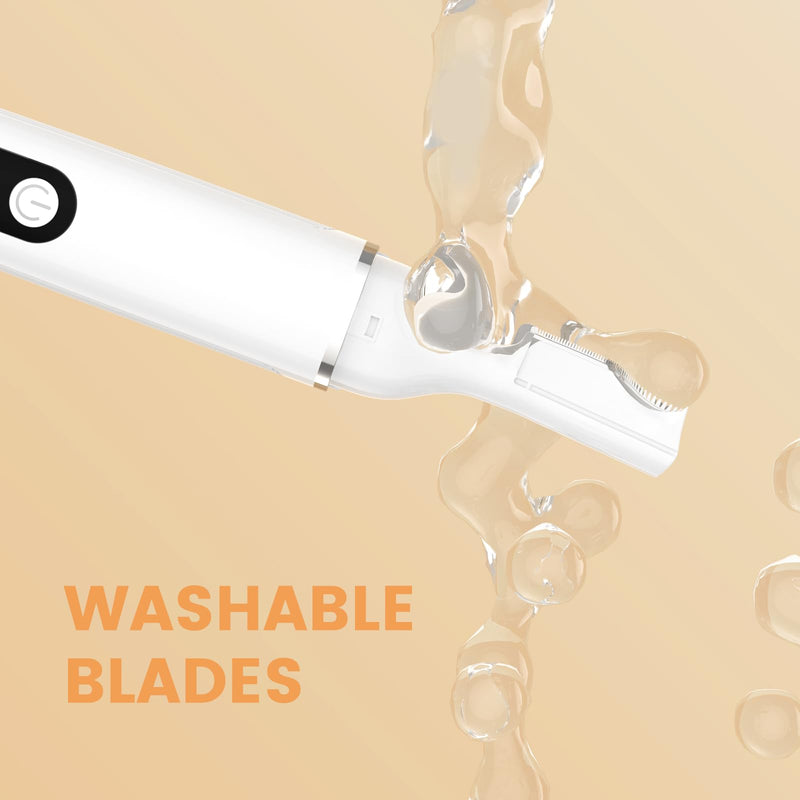 Eyebrow Trimmer Electric Eyebrow Razor with Digital Display LED Light, 2-Speed Eyebrow Shaver Rechargeable Facial Hair Remover Trimmer for Women, Painless Face Hair Removal for Upper Lip Peach Fuzz White