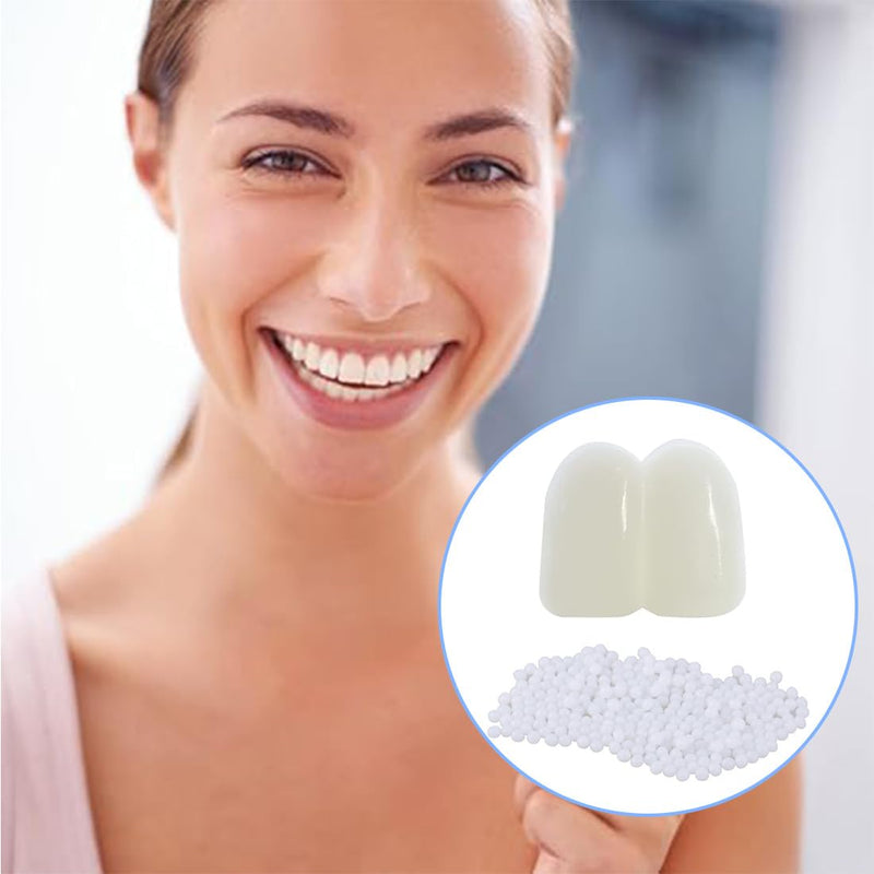 [Australia] - 100 g temporary tooth repair beads and 1 piece of fake braces, tooth repair set, adhesive tooth beads, dentures, temporary teeth, tooth filling material, thermal adhesive beads 