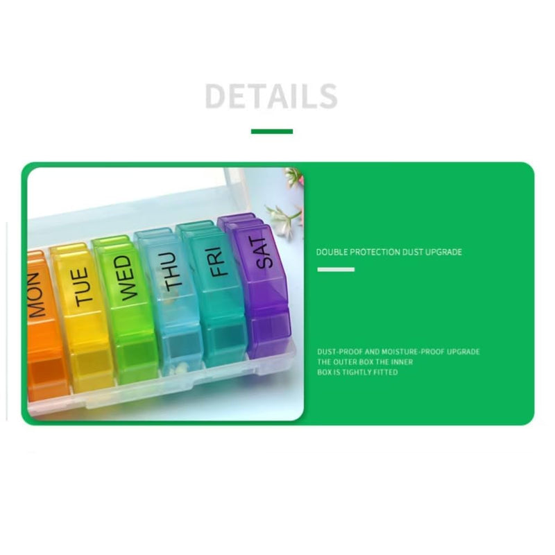 Weekly Pill Organizer 4 Times a Day, Large Pill Dispenser 7 Day with 28 Extra Large Compartments, Portable Travel Pill Box AM PM Morning Noon Evening Bedtime Medication Organizer for Vitamins Fish Oil