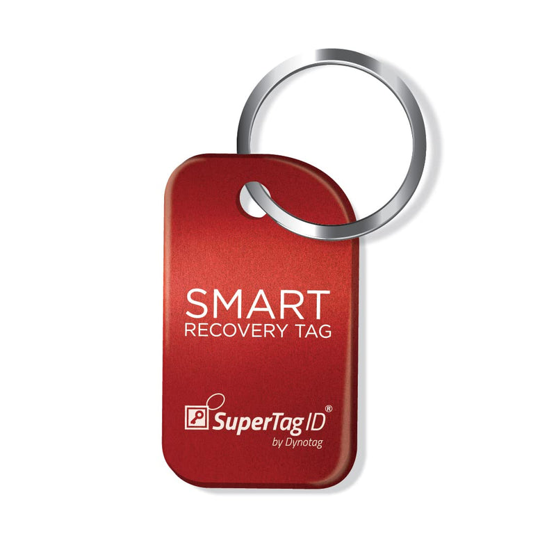 Dynotag® Sentry Series Solid Metal Web Enabled Smart Luggage ID Tag + Keychain Tag (Red Bundle)