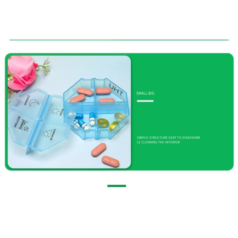 Weekly Pill Organizer 4 Times a Day, Large Pill Dispenser 7 Day with 28 Extra Large Compartments, Portable Travel Pill Box AM PM Morning Noon Evening Bedtime Medication Organizer for Vitamins Fish Oil