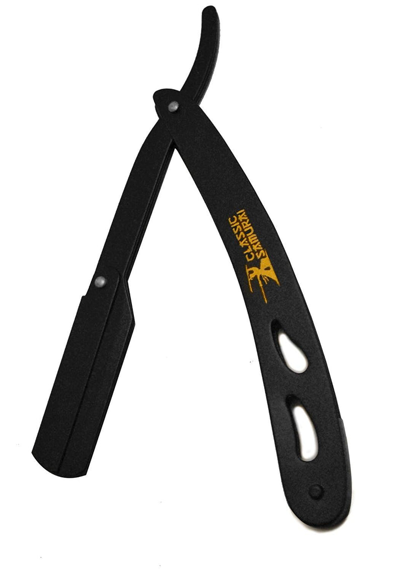 [Australia] - CS-102 Stainless Steel Professional Barber Straight Edge Shavette Cut Throat Razor (Matte Black + 100 Lord Blades) 