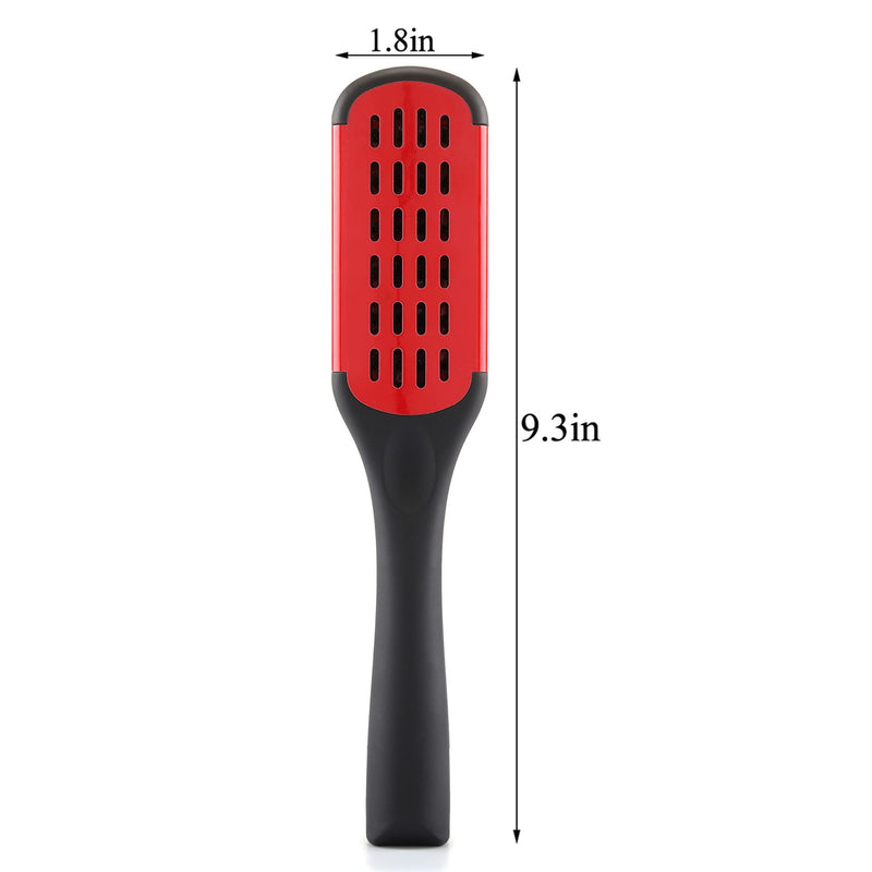 [Australia] - Aethland Double Sided Brush Clamp Straightener, Boar Bristles Clamp Hair Straightening Brush With Detangler - Hair Styling Tool #03 Red 