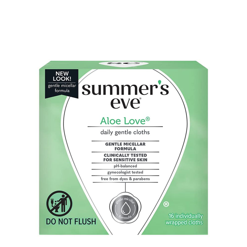 [Australia] - Summer's Eve Aloe Love Gentle Daily Feminine Wipes 16 Count, (Pack of 2) 16 Count (Pack of 2) 