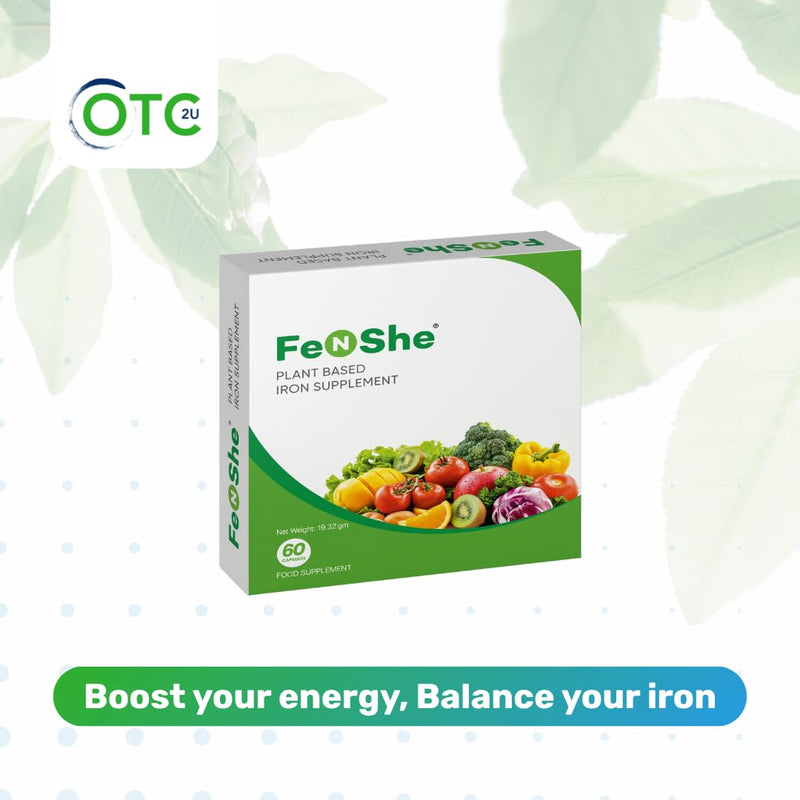 FeNShe Plant-Based Iron Supplement for Women & Men | 60 Vegan Capsules | High Absorption Complex with Vitamin C | Non-Constipating Gentle Formula