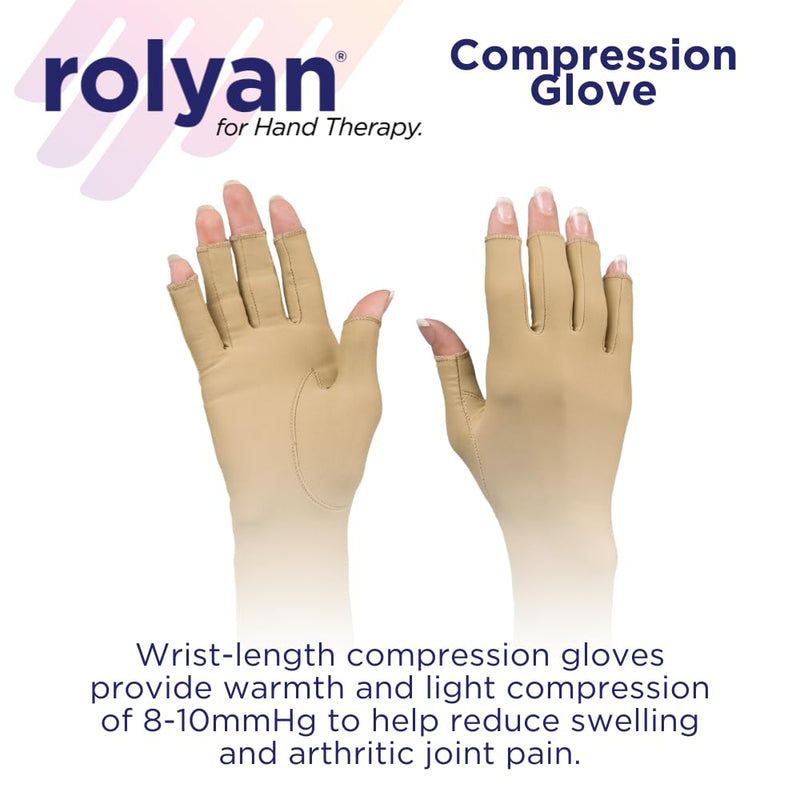 Rolyan Compression Glove, Fingerless Compression Glove for Arthritis for Men & Women, Arthritis Compression Gloves for Carpal Tunnel, Compression Glove for Swelling, Right Hand, Medium, Open Finger Medium - Open Finger