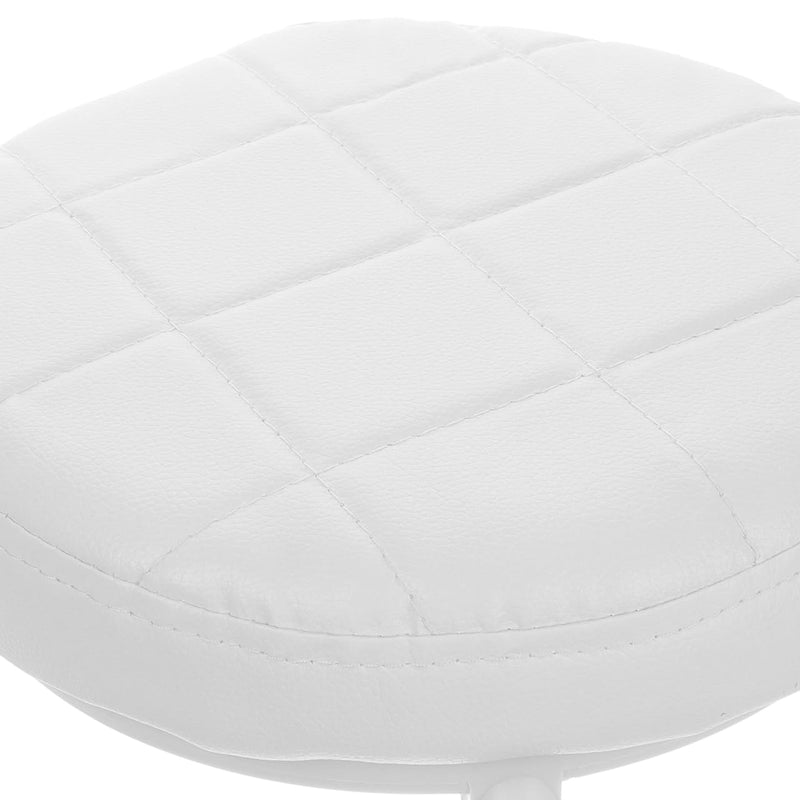 [Australia] - Low Rolling Stool with Wheels PU Leather Low Stool Modern Round Roller Seat for Manicure, Mechanic,Home Office White 