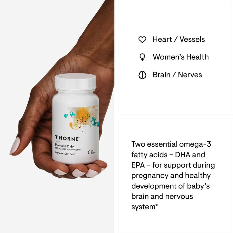 [Australia] - THORNE Prenatal DHA - 650 mg DHA and 200 mg of EPA - Supports Baby’s Brain and Nervous System Development from Pregnancy to Nursing - 60 Capsules 