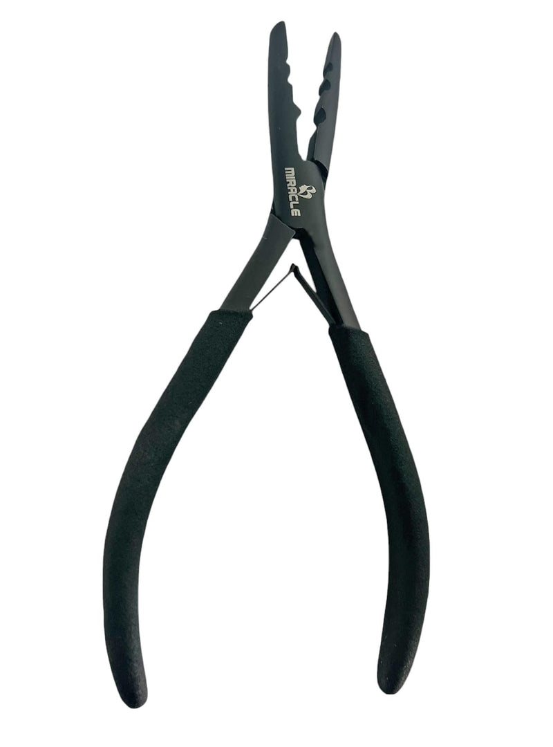 [Australia] - Professional Hair Extension Pliers 7" – Microlink Beads Remover & Weft Extension Tool | Stainless Steel Hair Styling Accessory for Salon & DIY Extensions – 2 Hole, Black By MIRACLE Large Black 