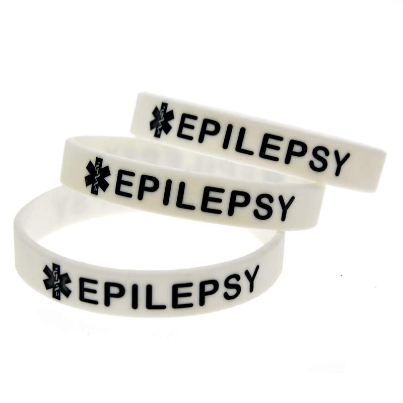 [Australia] - 4 Pack Epilepsy Silicone Medical Alert Emergency Bracelet Wristbands for Man Women 