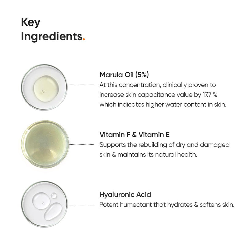 Minimalist Marula Oil 5% Face Moisturizer for Dry, Dehydrated, Flaky Skin | With Hyaluronic Acid, Vitamin E, Vitamin F for Barrier Repair & Hydration | For Women & Men | 1.7 Oz / 50 gm