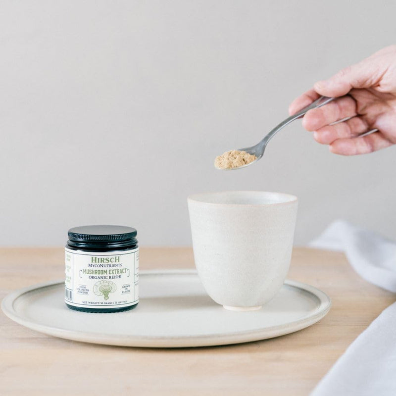 Hirsch Organic Reishi High Strength Mushroom Extract Powder - Organically Grown in The EU - Non-GMO - No Added Fillers