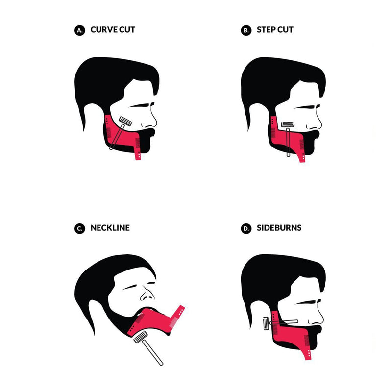 [Australia] - 1 piece black beard stencils, professional beard stencil, beard shapes for goatee, sideburns, neck, beard comb, styling tool, beard care. 