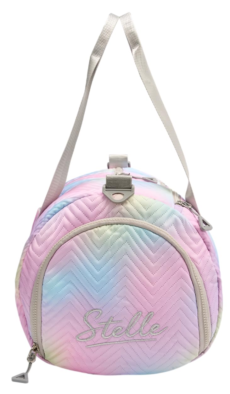 STELLE Dance Bag for Girls Ballerina Bags Gym Duffle(RW,F) | Spacious duffle bag with shoe compartment,Perfect for ballet,Gymnastics,Cheer,Travel and gifts Rainbow Wash