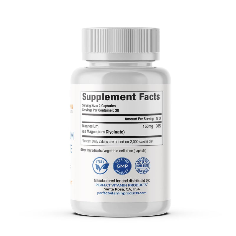 Magnesium Glycinate 150mg (60 Capsules, 3 Pack) | High Absorption Magnesium Supplement for Sleep, Stress & Muscle | Chelated, Gentle on Stomach | Vegan Capsules, Non-GMO