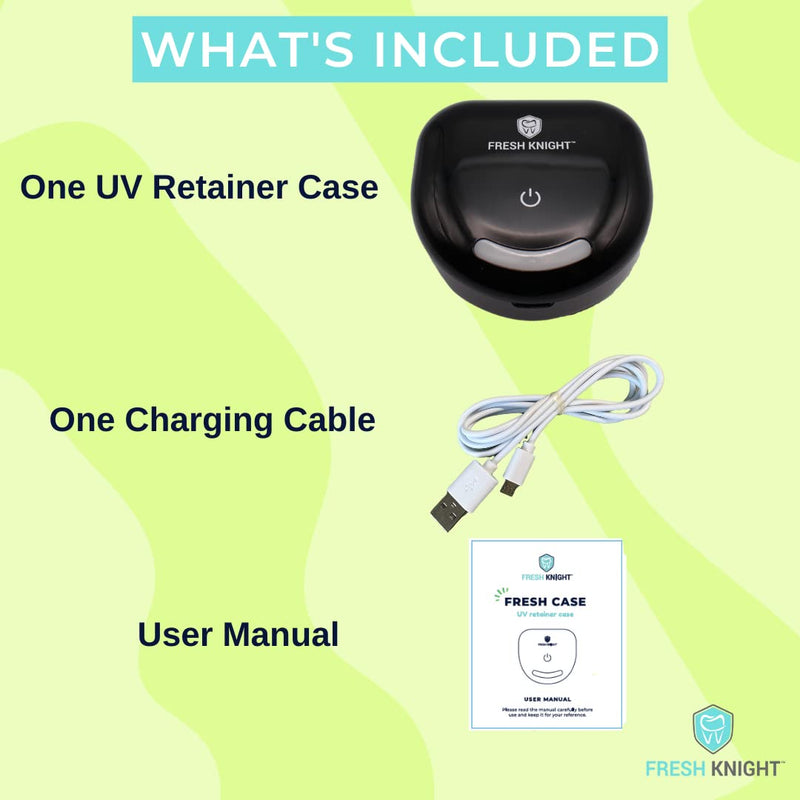 [Australia] - FRESH KNIGHT UV Retainer Case | UVC Retainer Cleaner, Disinfects Cleans and Removes Odors, Mouth Guard Case, compatible for Invisalign Container (Black-UV) Black UV 1 Box 
