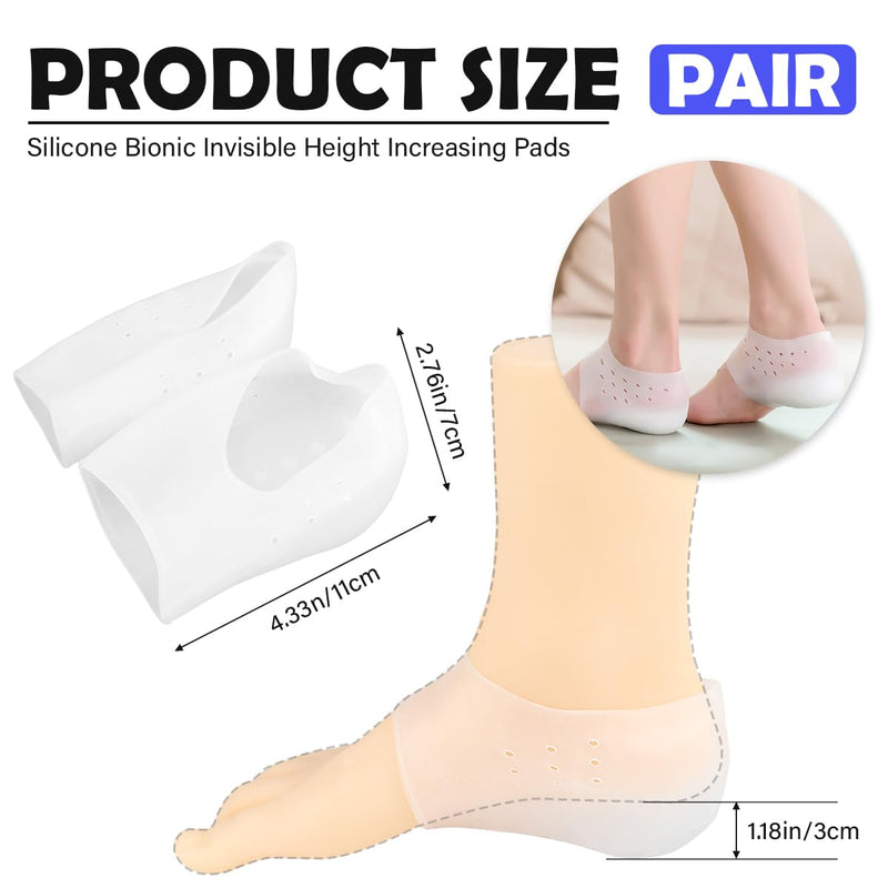 [Australia] - FERCAISH 1 pair of silicone heel protectors, height increasing insoles, invisible heel cushions, heel pad gel, heel spur insoles for men women 3 cm 