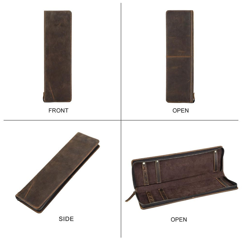 CONTACTS Ties Travel Case Leather Neckties Storage Box Formal Dress Accessories Anti Wrinkle Organizer for 2 Ties with Cufflinks Holder