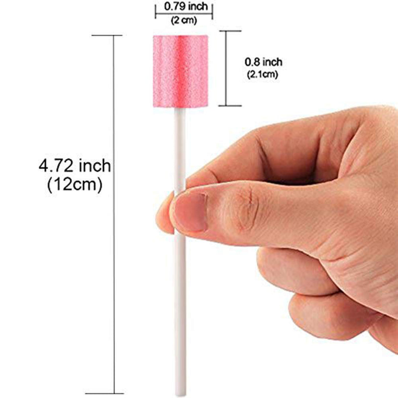 100PCS Disposable Mouth Swabs Sponge - Unflavored, Sterile Oral Swabs Dental Swabsticks for Mouth Cleaning 100 Pink