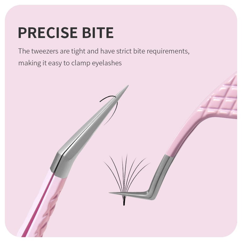 Eyelash Extension Tweezers,Fiber Tip Grip Boot Volume Lash Tweezers,Professional Pointed Lash Extension Tweezers for Easy Lash Application and Removal(2Pcs-F06/08) 2pcs-f06/08