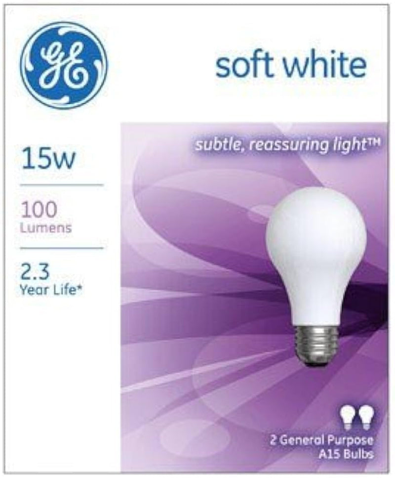 GE Lighting 97491 15 Watt Soft White Standard Incandescent Light Bulb 2 Pack