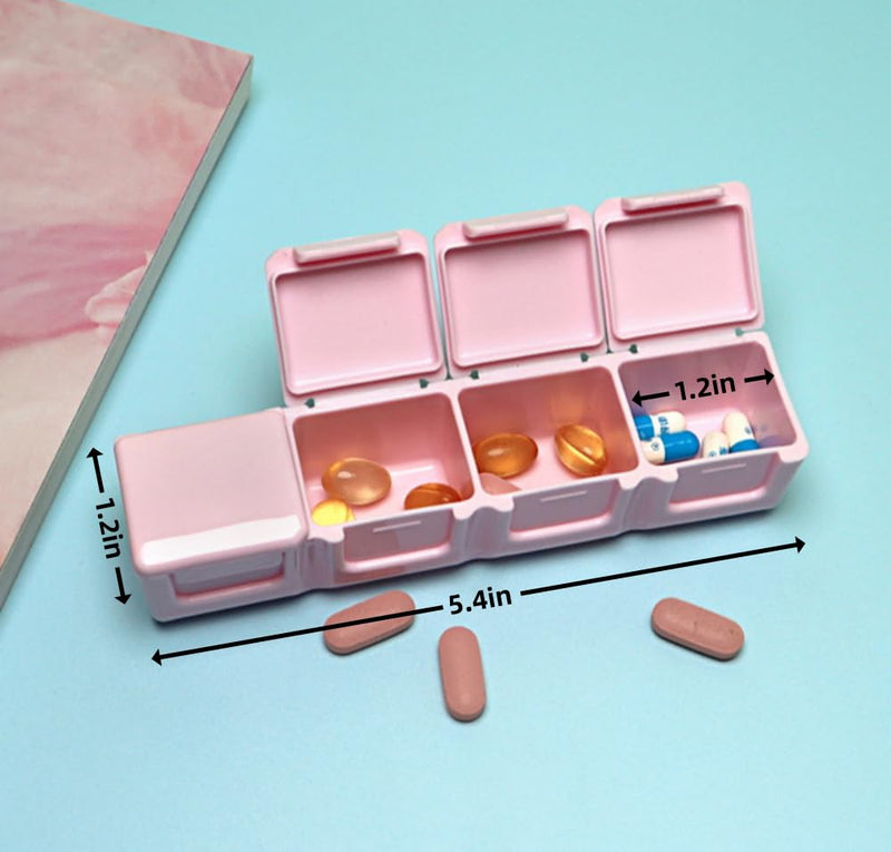 3 Pieces Pill Organizer, 4 Compartments Moisture Proof Pill Box Pocket Purse Portable Travel Vitamin Container Medicine Case 3pcs 4 Compartments Pill Case