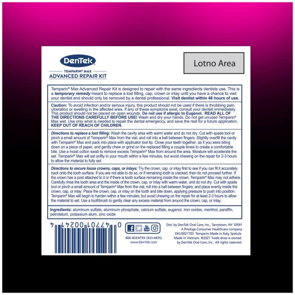 DenTek Temparin Max Caps & Fillings Repair Kit 2.64g 0.09 Ounce (Pack of 6)