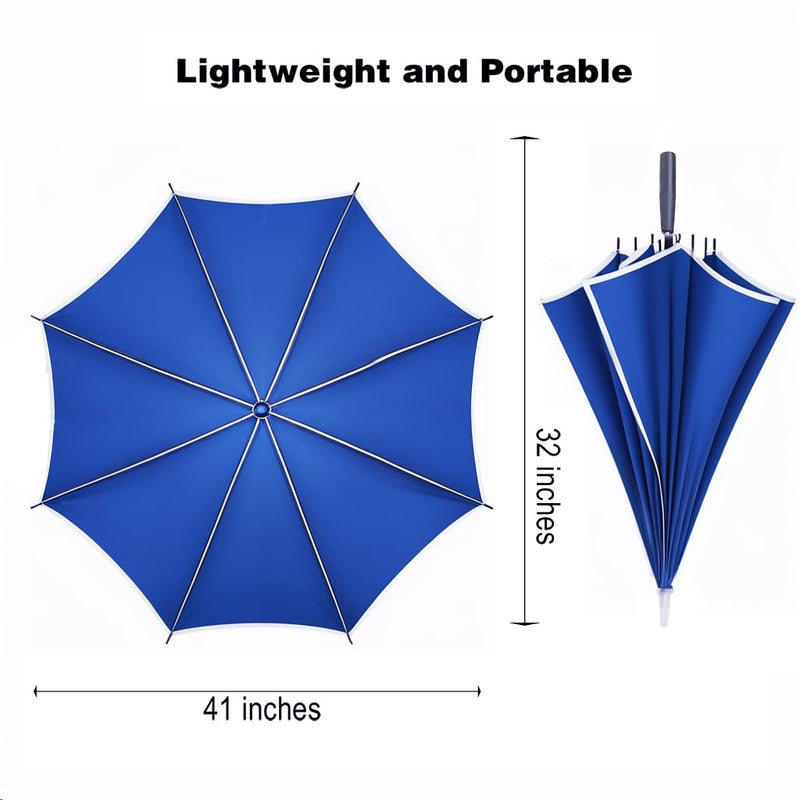 Auto-Open Light Up LED Rain Umbrella,32" Handheld Sun Wind Umbrella with Bottom Flashlight and Safety Reflective Strip for All Ages Boys/Girls/Adults