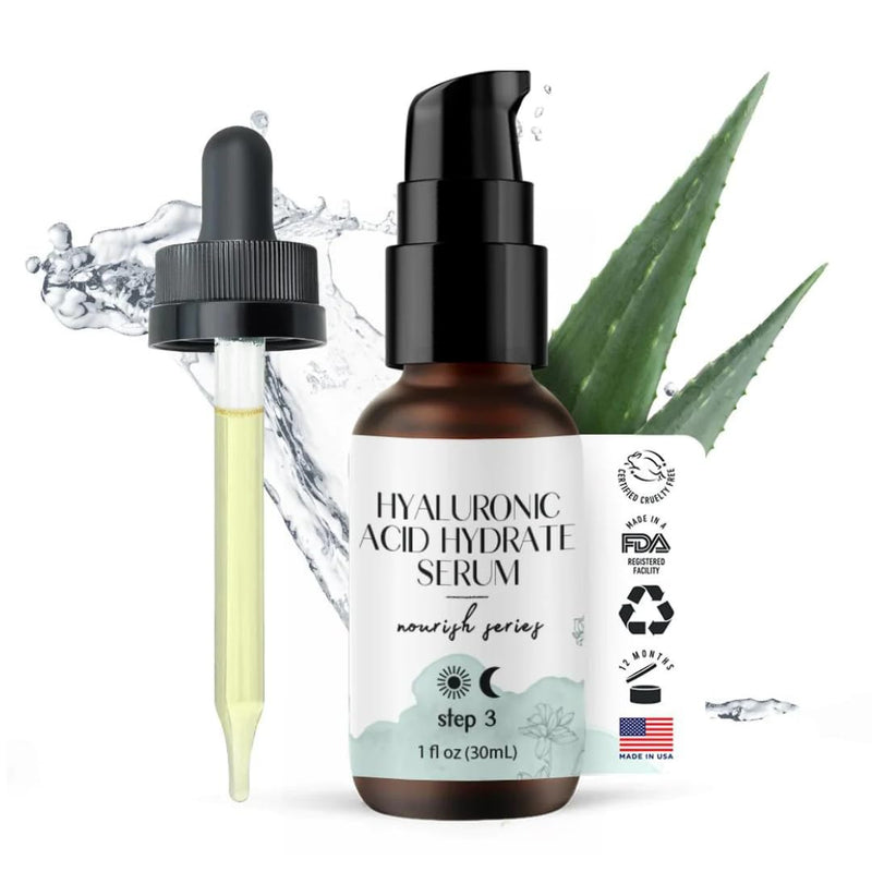Hyaluronic Acid Face Serum - Hydrating Anti Wrinkle Anti Aging Facial Serum - With Vitamin C and E, Green Tea, Jojoba Oil - Natural and Organic - 1 Oz by Foxbrim Naturals Hyaluronic Acid Serum