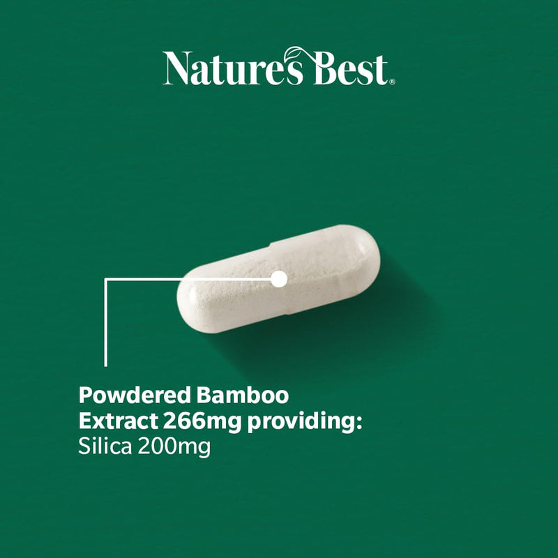 Nature's Best Silica 200mg - High Strength Naturally Sourced Silica Supplement - UK Made - 90 Vegan Capsules (3 Months' Supply)