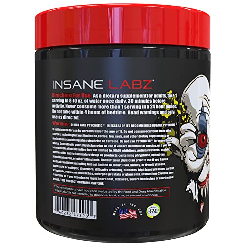 [Australia] - Insane Labz Psychotic, High Stimulant Pre Workout Powder, Extreme Lasting Energy, Focus and Endurance with Beta Alanine, Creatine Monohydrate DMAE, 35 Srvgs (Watermelon) Watermelon 13 Ounce (Pack of 1) 