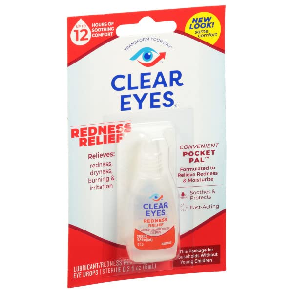 Clear Eyes Redness Relief Eye Drops Handy Pocket Pal 0.20 oz (12 Pack)