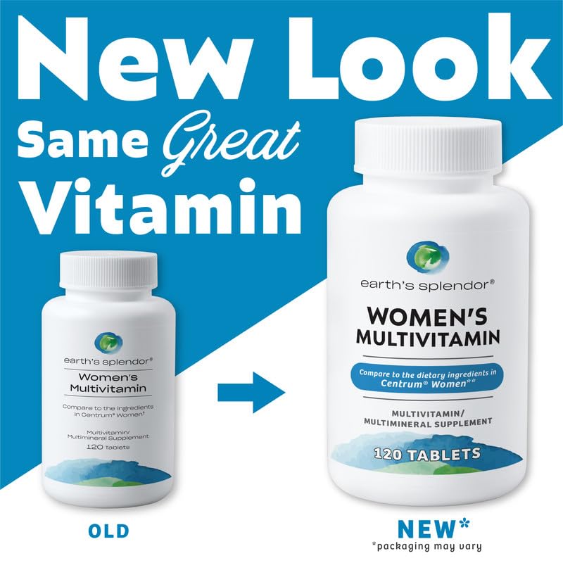 Earth's Splendor Womens Multivitamin Immune Metabolism Biotin Minerals | Overall Wellness Multimineral Metabolism Immune Vitamins A C D E K B6 B12 Biotin 120 Tablets Women's Multivitamin