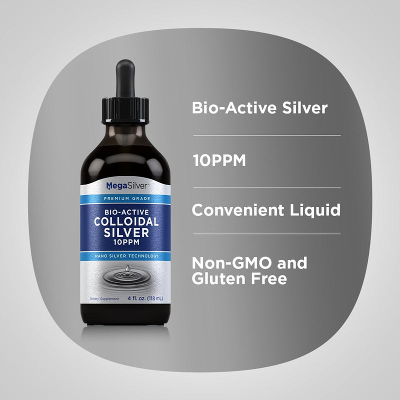 [Australia] - Piping Rock Collodial Silver Drops | 10 ppm | 4 oz | Bio-Active | Convenient Liquid | Nano Silver Technology | Non-GMO, Gluten Free 