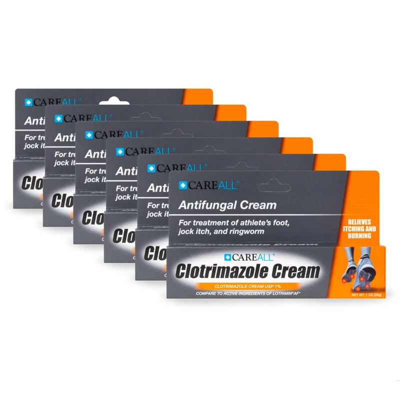 [Australia] - CareAll Clotrimazole Antifungal Cream 1% USP 1.0 oz. (6 Pack), Cures Most Athlete’s Foot, Jock Itch and Ringworm, Sooths and Relieves Itching, Burning and Cracking from These Conditions 