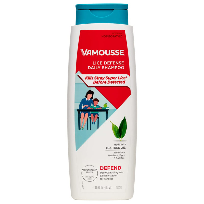 [Australia] - Vamousse Lice Defense Daily Shampoo, Kills Super Lice, Detects & Prevents Infestation, No Parabens, Sulfates or Dyes, Includes Tea Tree Oil & Eucalyptus, Family Size (13.5 Oz) 8 Fl Oz (Pack of 1) 