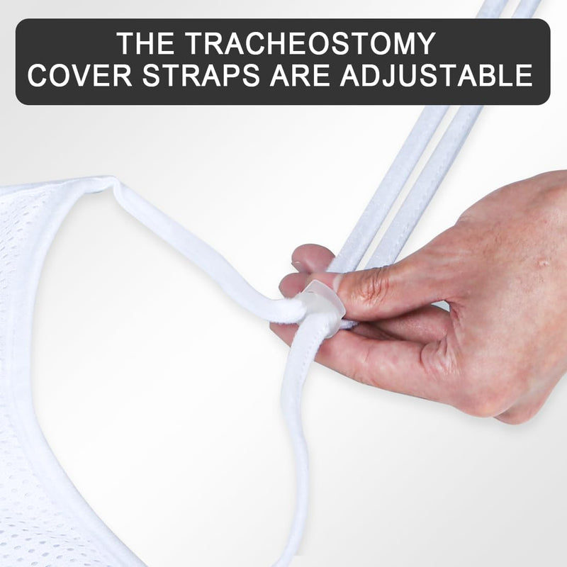 [Australia] - Tracheostomy Neck Stoma Cover,Breathable Laryngectomy Cover for Tracheotomy Care,Tracheal Care Supplies-Adjustable Neck Trachea Protector (White-3PCS, Large) White-3pcs 