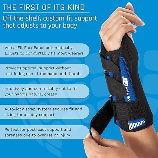 Ovation Medical Versa-Fit Wrist Brace - Premium Custom Fit Wrist Support Brace - Comfortable, Structured Tendonitis and Carpal Tunnel Wrist Brace or Wrist Splint for Post Cast Support (Left, X-Large) Left